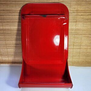 Vintage French Red Enamel Utensil Holder 1930s Farmhouse Wall Rack Kitchen Decor